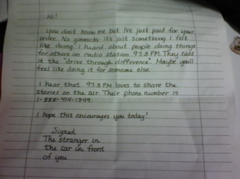 Drive thru difference letter - Life 97.3 FM Duluth