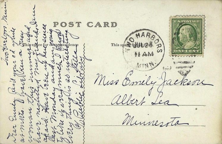 Two Harbors postcard back