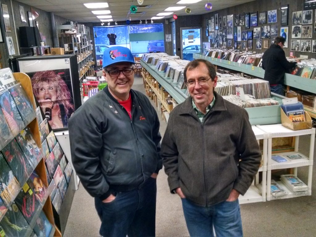 Vinyl Cave owners Tom Johnson, left, and Tom Unterberger will close the Superior record store Dec. 31. They hope to sell the store inventory to a single buyer.